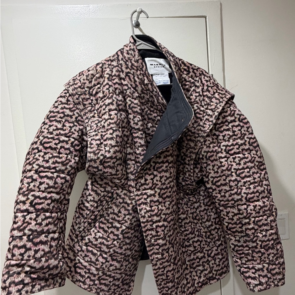 Isabel Marant Pink and Black Patterned Puffer Jacket